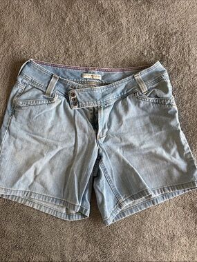 Tommy Hilfiger Light Blue Denim Shorts with Button Waist Detail